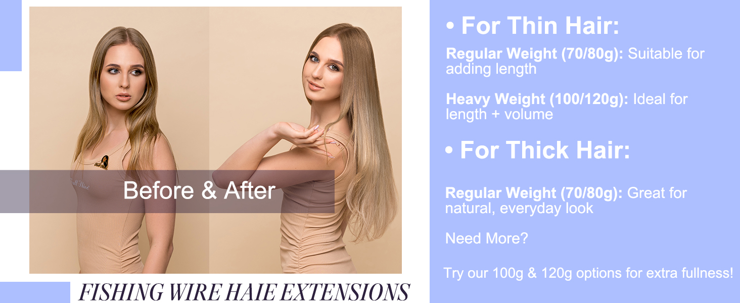 Invisible Wire Hair Extensions fish line hair extensions black human hair extensions add volume
