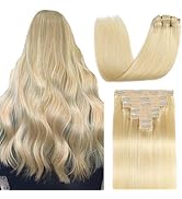 Sisily Clip in Hair Extensions Real Human Hair, 24 Inch Premium Human Hair Clip in Extensions Ble...