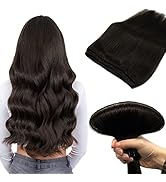 DOORES Sew in Hair Extensions Real Human Hair, 24 Inch 120g Dark Brown Weft Hair Extensions Human...