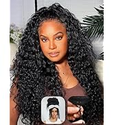 Julia Hair Glueless Half Drawstring Wig Human Hair Water Wave Blend Secure Wear and Go 12A Clip i...