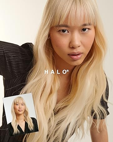 Luxy Hair Halo Clip-In extensions in platinum blonde 24