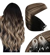 Sunny Hair 18inch Micro Link Hair Extensions Real Human Hair Soft Micro Hair Extensions Black Bal...