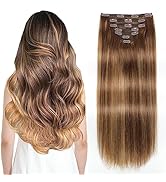 Sisily Clip in Hair Extensions Real Human Hair, 20 Inch 160g 7pcs Human Hair Clip in Hair Extensi...