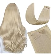 LaaVoo Seamless Clip in Hair Extensions Human Hair Bleach Blonde Seamless Hair Extensions Clip in...