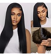 UNICE Bye Bye Knots Light Yaki Straight Glueless Wig Human Hair with Drawstring 7x5 Pre Cut HD La...