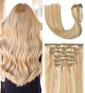UGOTRAYS Clip in Hair Extensions Real Human Hair Strawberry Blonde to Bleach Blonde Human Hair Ex...