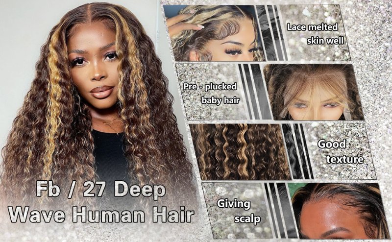 13x4 HD Lace Frontal Wigs Human Hair Fb/27 Color