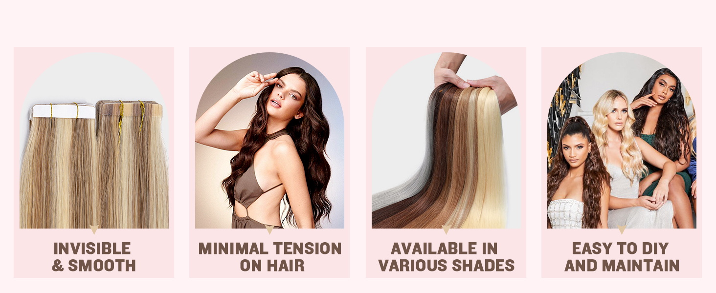 Advantages of Hairro tape in hair extensions real human hair: invisible & smooth