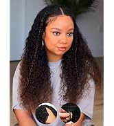 Julia Hair EasiContour V Part Curly Wigs Human Hair 12A Ombre Black to Chestnut Brown Glueless Wi...
