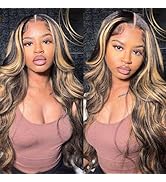 FB/27 Balayage Highlight Lace Front Wig Human Hair Body Wave 13x6 HD Ombre Lace Front Wigs Human ...