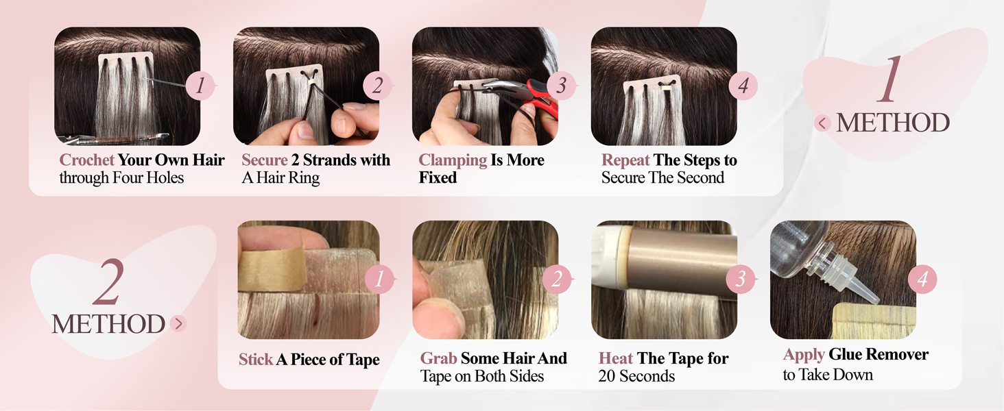 No Glue Highlighted Honey Blonde Straight Brazilian Human Hair Extensions