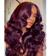 Julia Hair Black Cherry Loose Wave Wig 13x4 HD Lace Frontal Pre-Everything Drawstring Wigs Put on...