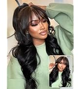 Nadula 13X4 HD Pre Everything Glueless Body Wave Lace Front Wigs Human Hair with Curtain Bangs Pr...
