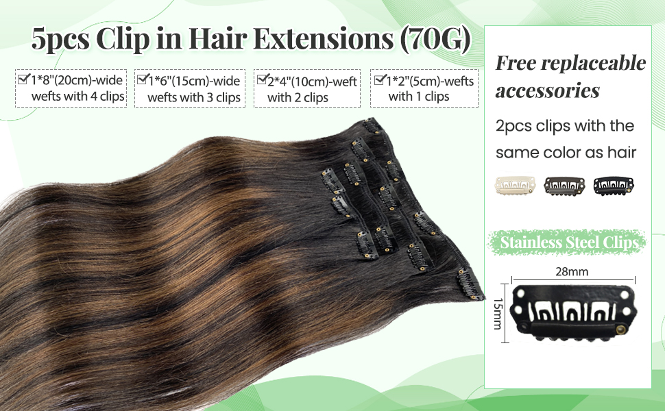 clip in hair extensions real human hair remy clip ins extension brown