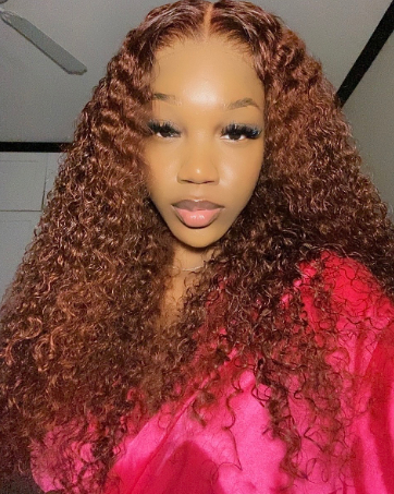 Reddish brown curly wigs human hair