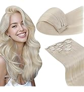 LaaVoo Clip in Hair Extensions Real Human Hair 18 Inch Blonde Human Hair Extensions Clip ins Plat...