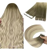 YoungSee Inject Tape in Hair Extensions Balayage Virgin Tape in Extensions Human Hair Dark Brown ...