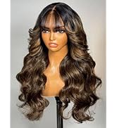 Beauty Forever Pre Everything Glueless Front Balayage Highlight Body Wave Curtain Bangs Glueless ...