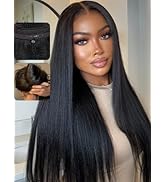 UNICE Bye Bye Knots Wig Yaki Straight 7x5 Pre Cut HD Lace Front Wigs Human Hair with Elastic Draw...