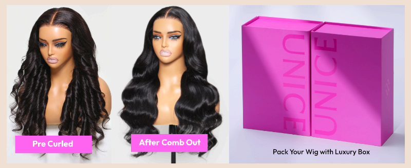 unice bye bye knots body wave pre cut hd lace front wigs glueless human hair for women glueless