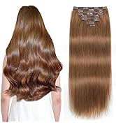 Sisily Clip in Hair Extensions Real Human Hair, 22 Inch 170g 7pcs Human Hair Clip in Hair Extensi...