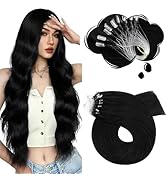Moresoo Micro Bead Hair Extensions Real Human Hair Jet Black Microlink Hair Extensions Human Hair...