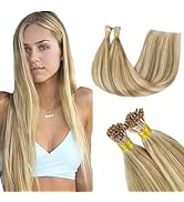 GOO GOO I Tip Hair Extensions Human Hair Pre Bonded Itip Extensions Light Blonde Highlighted Gold...