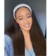 Beauty Forever Headband Wig Human Hair Yaki Straight Glueless Human Hair Wigs With Pre-attached S...