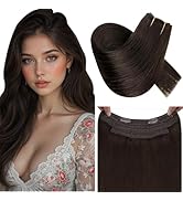 RUNATURE Invisible Wire Hair Extensions Real Human Hair Transparent Fish Line Human Hair Extensio...