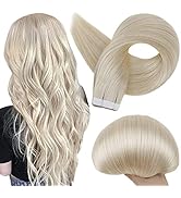 Full Shine Fashion Tape Hair Extensions Real Human Hair Couture Short 12 Inch Color 60 Platinum B...