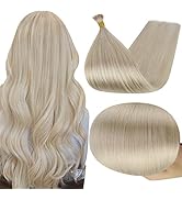 Full Shine Keratin Human Hair Extensions 20 Inch I Tip Hair Extensions Real Human Hair 50s Platin...