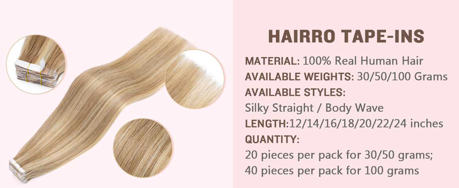 Parameters for Hairro tape in hair extensions