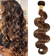 MOMOSHERO Brown Highlight Body Wave Bundles Human Hair, 10A Soft and Glossy Blonde Balayage Ombre...