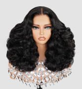 Megalook hair Glueless Wigs Human Hair Pre Plucked Pre Cut 6x6 Closure Wig New Bouncy Curly Wig H...