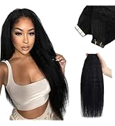 YoungSee Tape in Extensions Human Hair Kinky Straight 12Inch Tape in Hair Extensions Human Hair B...