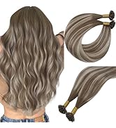 Easyouth U Tip Hair Extensions Ombre U Tip Human Hair Extensions Chestnut Brown Fading To Platinu...