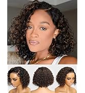 Julia Hair 12 Inch Ombre Brown Short Curly Bob Bye Bye Knots Glueless Wigs Human Hair Pre Cut 7x5...
