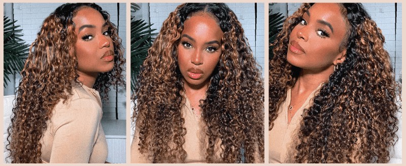 unice easicontour curly v part wigs human hair glueless beginner friendly wear go ombre balayage wig
