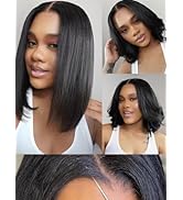 Julia Hair 10 Inch Yaki Straight Bob Wig 13x4 HD Pre-Cut Lace Front Wig Put On and Go Glueless Sh...