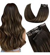 LaaVoo Seamless Clip in Hair Extensions Human Hair Brown Balayage Seamless Clip in Human Hair Ext...