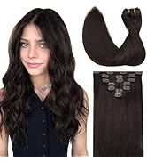 GOO GOO Clip-in Hair Extensions for Women, Soft & Natural, Handmade Real Human Hair Extensions, D...