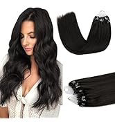 DOORES Microlink Hair Extensions Human Hair, Natural Black 16 Inch 50g/50s, Natural Straight Hair...