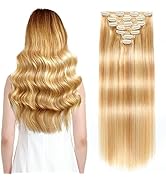 Sisily Clip in Hair Extensions Real Human Hair, 20 Inch 160g 7pcs Human Hair Clip in Hair Extensi...