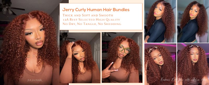 auburn copper red brown jerry curly human hair bundles hair extension