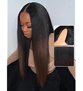 Julia Hair V Part Yaki Glueless Human Hair Wig Seamless Edge Clip in Half Wig Vpart Wig No Sew in...