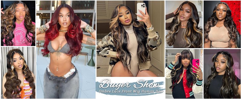 Ombre Lace Front Wigs Human Hair