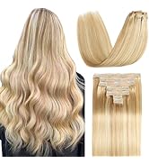 Sisily Clip in Hair Extensions Real Human Hair, 24 Inch Human Hair Clip in Extensions Dirty Blond...