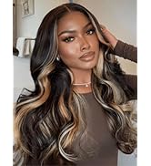 UNICE Bye Bye Knots Glueless Wig 7x5 Pre Cut Lace Front Wigs Butterscotch Highlights Brown Loose ...