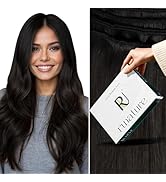 RUNATURE 18 Inch Sew in Hair Extensions Real Human Hair Dark Brown Remy Weft Hair Extensions Braz...