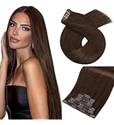 Moresoo Hair Extensions Clip in Human Hair Dark Brown Seamless Clip in Hair Extensions Human Hair...